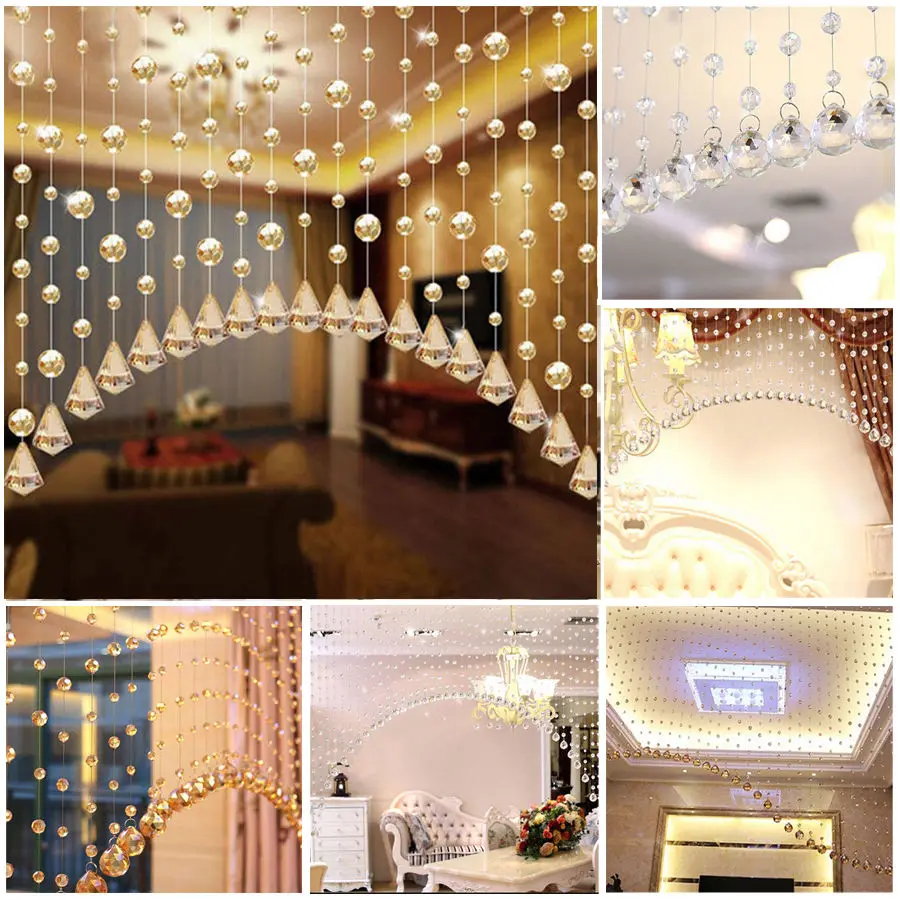 

1 String Acrylic Curtain Room Divider Crystal Beads Door Window Panel Wedding Decor Curtains