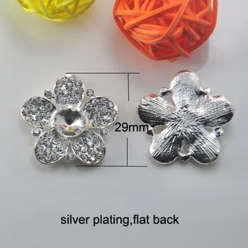 

(L0610) free shipping wholesale 50 pcs/lot rhinestone button ,29mm diameter,silver plating
