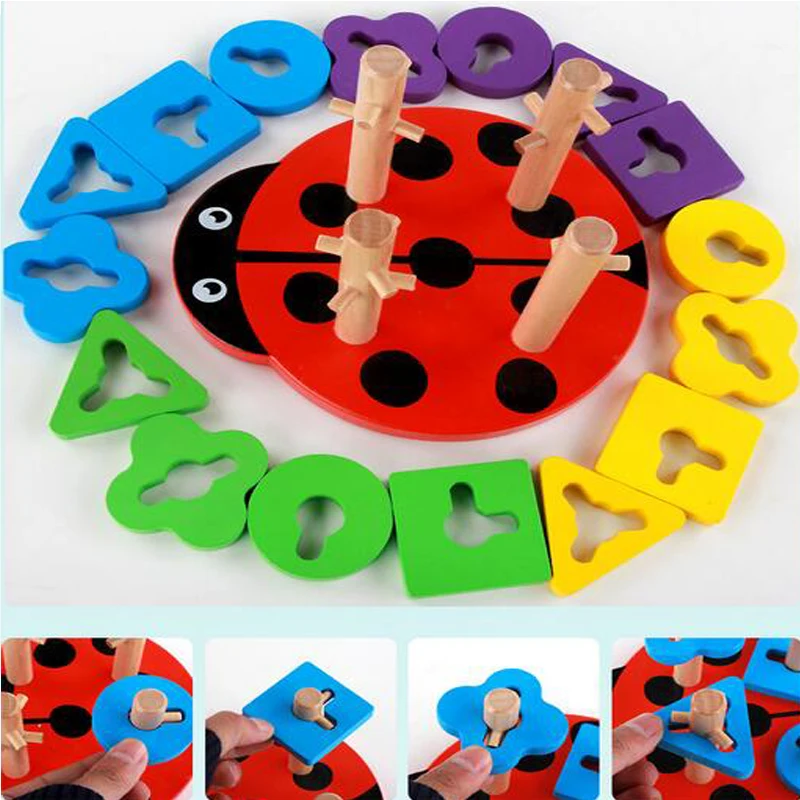 Мозга развития игрушки Монтессори матч игрушка упорядочивание по геометрической форме доска деревянные блоки детские развивающие