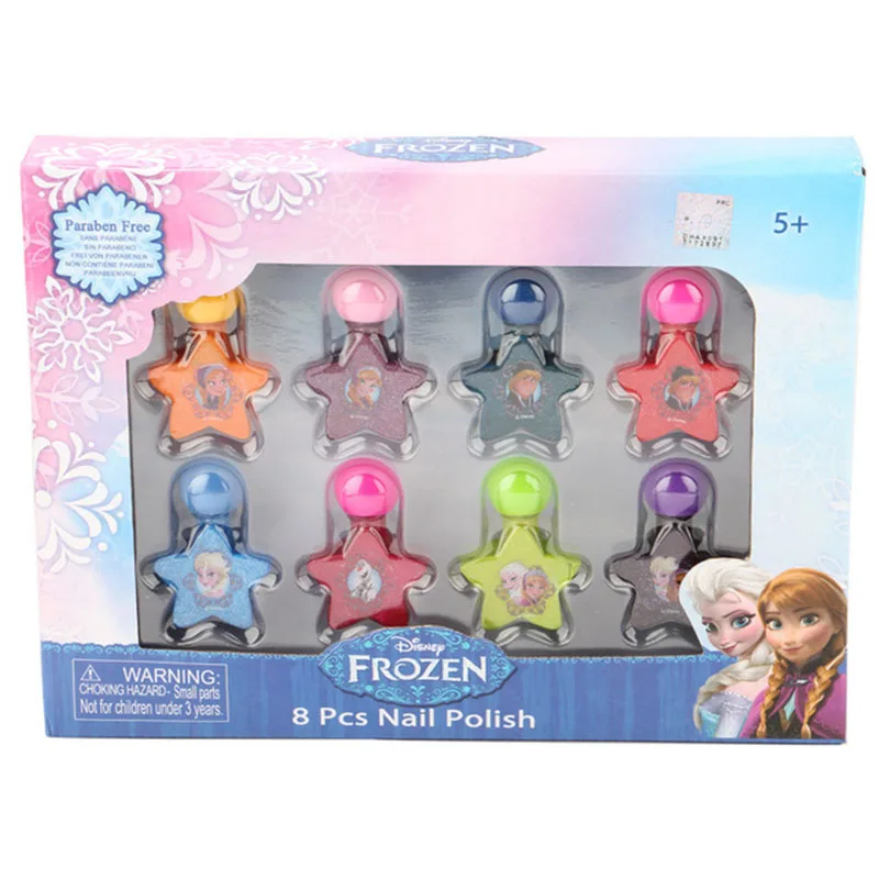 8 pcs/set Disney Princess 8 Color nail polish girls Toy Makeup frozen elsa anna Cosmetic Dance gift