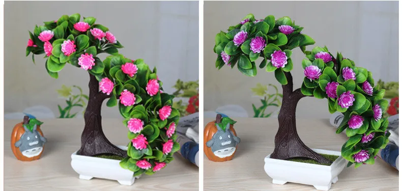 Flone Artificial Plants Flowers Fake Green Plant Welcome Pine Bonsai Simulation Plastic Flowers Wedding Home Decoration Plant (7)