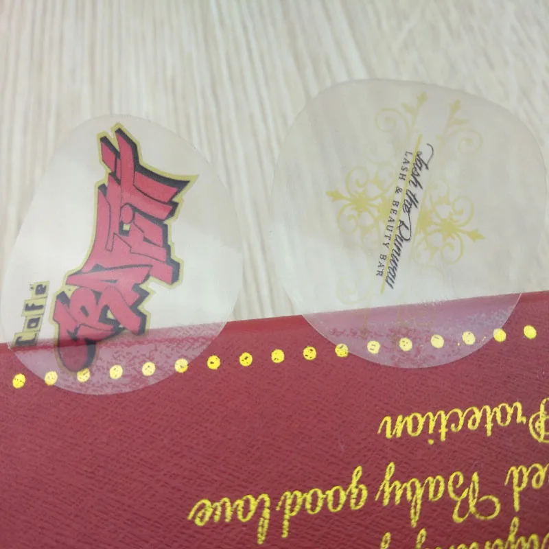 100 pcs font b Customize b font Company Logo Transparen Label Sticker Black Gold Silver White