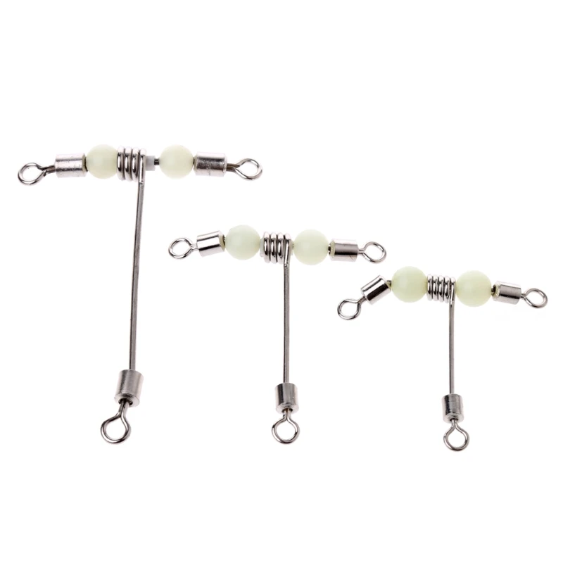 

5Pcs/bag Luminous Beads T-shape Cross-line Swivels Fishhook Fishing Connector Tackle