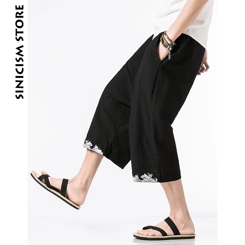 Sinicism Store 100% хлопковые шаровары мужские летние повседневные штаны 2020 Мешковатые