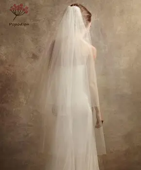 

Two-Layer wedding long veil wedding veil with comb white bridal veils 1.5M width mesh veils for bride WAS10041