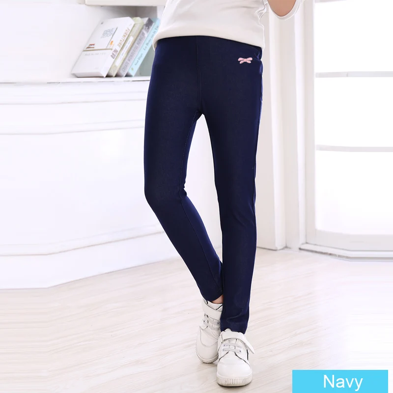 SheeCute/штаны для девочек; Детские эластичные джинсы; детские трикотажные брюки-карандаш из имитации джинсовой ткани; джинсы; SCH8170 - Цвет: Navy