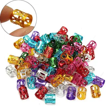 

50pcs 8mm Dreadlock Beads Adjustable Hair Braid Rings Cuff Clips Tubes