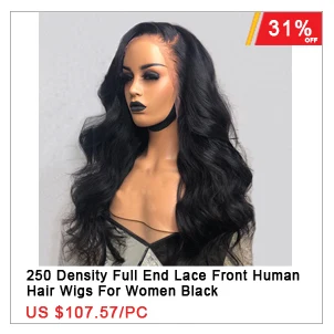 Бесклеевого парики объемная волна 250 плотность предварительно сорвал полный шнурок человеческих волос парики для женский, черный с