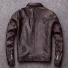 Mapesteed marca Vintage chaqueta de cuero para hombres 100% piel de vaca rojo marrón negro Natural chaquetas de cuero para hombres otoño M174 ► Foto 3/6