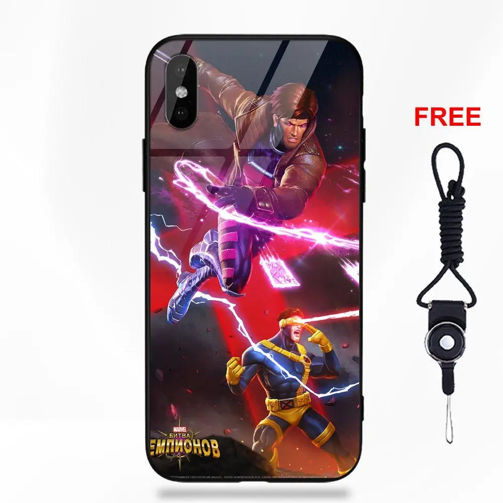 Vvcqod For Apple iPhone X XS Max XR 5 5C 5S SE 6 6S 7 8 Plus Soft TPU Frame+Tempered Glass Cover Comics Marvel Gambit Vvcqod For Apple iPhone X XS Max XR 5 5C 5S SE 6 6S 7 8 Plus Soft TPU Frame+Tempered Glass Cover Comics Marvel Gambit