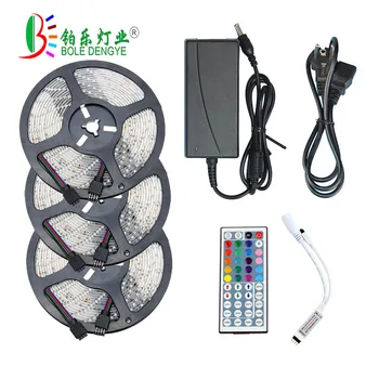 

15m RGB 12V Flexible LED Strip Light 5050 LED Ribbon Tape Non Waterproof + Power Adapter + Remote Controller For Home/Kitchen