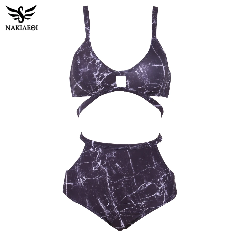 NAKIAEOI 2018 Sexy Print High Waist Swimsuit Women Bikini Push Up Swimwear Vintage Retro Bandage Bikini Set Beach Bathing Suits NAKIAEOI 2018 Sexy Print High Waist Swimsuit Women Bikini Push Up Swimwear Vintage Retro Bandage Bikini Set Beach Bathing Suits