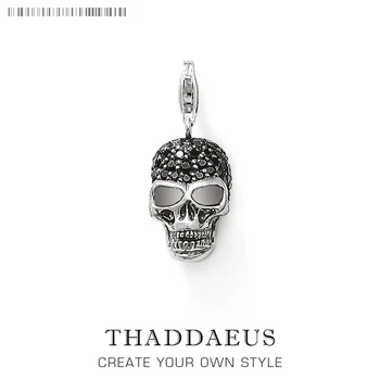 

New Fashion Vintage Skeleton Pendant Charm Men Women Skull Fit Bracelet Party Halloween 925 Sterling Silver Gifts Collier Femme