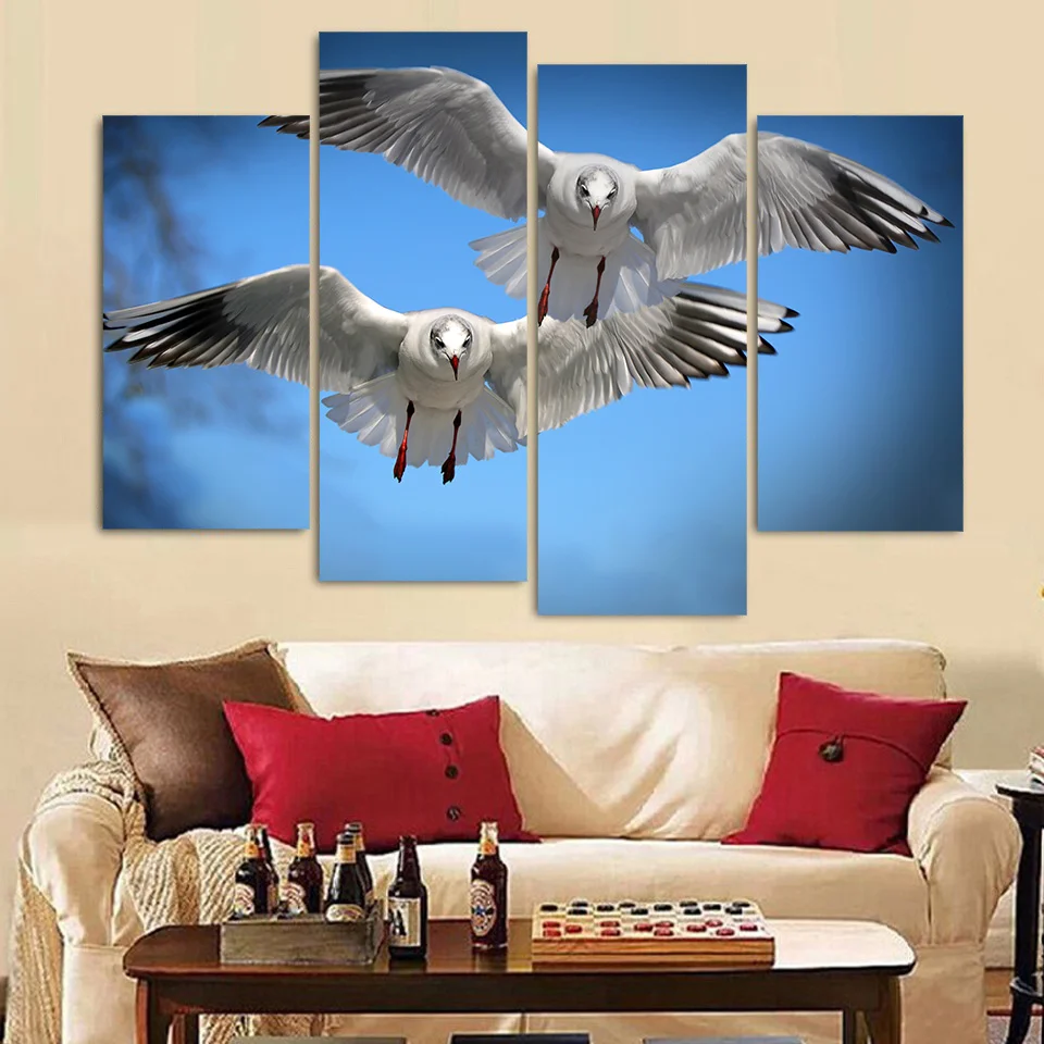 Aliexpress.com : Buy 4 Panel Canvas Art Canvas Painting Gulls Birds