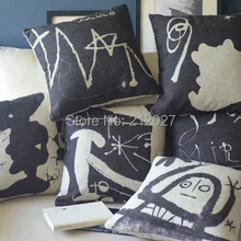 Joan Miro черный белый Эскиз Рисование домашнего декора подушка из льняного полотна Подушка диванные подушки декоративная подушка