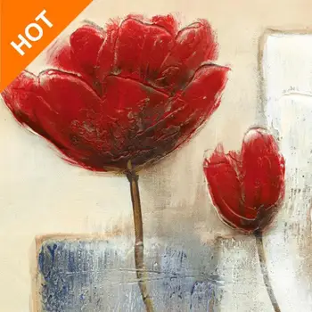 

Decor Calligraphy wall art Classical 2 Pieces No Framed HandPainted painting home decoration Red Flower In Blooming decorativos