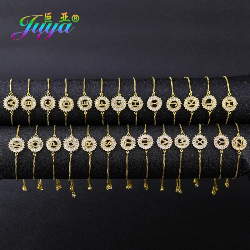 

Juya 26 Alphabet Bracelet For Women Men Customized Letter Bracelets Adjustable Chains Gold/Silver/Rose Gold Charm Bracelets