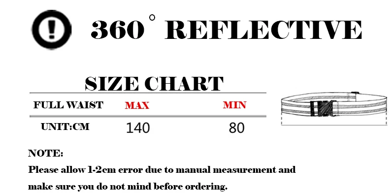 Hi vis viz отражающий поясной ремень Регулируемый размер 360 градусов Видимый эластичный светоотражающий пояс для ночных пробежек