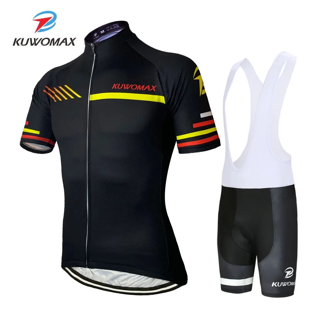 

2019 KUWOMAX men Cycling Jersey Set Cycling Clothes Short Sleeve Full Zipper GEL Breathable Pad Quick Dry Bike Clothing.