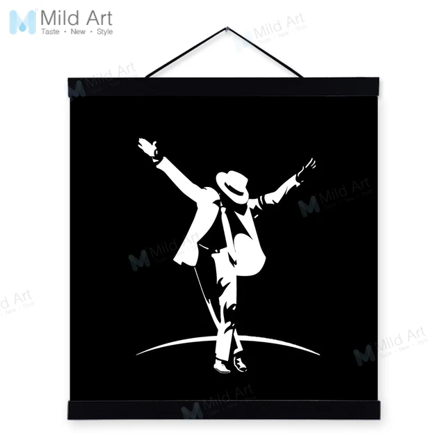 Black White Michael Jackson Pop Music Superstar Wooden Framed Black White Michael Jackson Pop Music Superstar Wooden Framed Posters Boy Room Wall Art Picture Bar