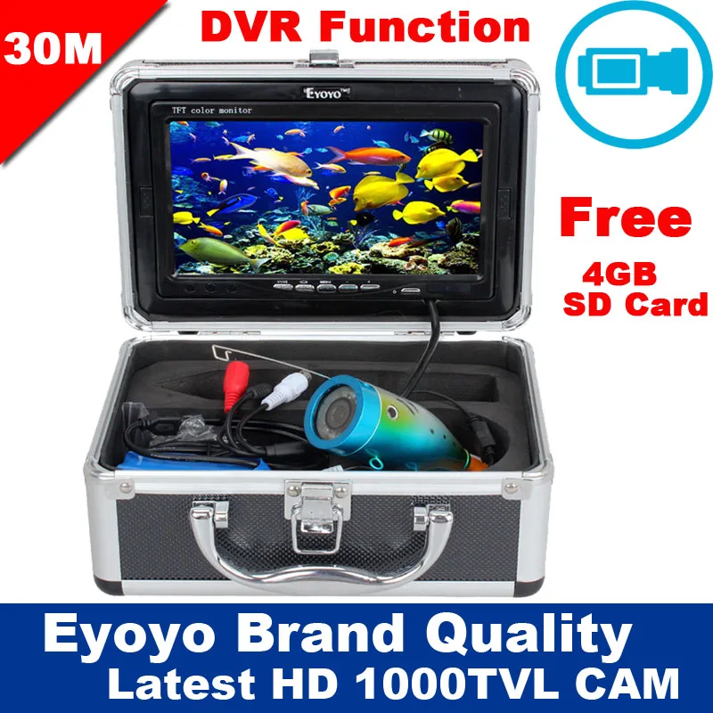 Free Ship!Eyoyo Original 30M 1000TVL HD Fishing Camera Professional Underwater Fish Finder Video Recorder DVR 7" Color Monitor