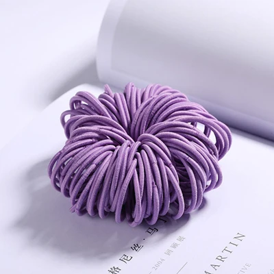 100Pcs/Pack 3cm Colorful Children Rubber Band High Quality Nylon Elastic Hair Bands Girls Cute Headband Fashion Hair Accessories - Цвет: Purple