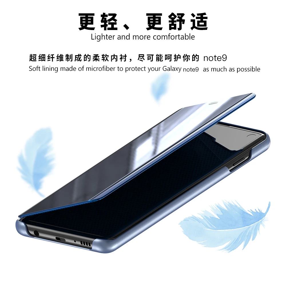 Зеркальный умный флип чехол для Samsung Galaxy S9 S8 Plus S7 S7Edge Note 8 9 вертикальный зеркальный