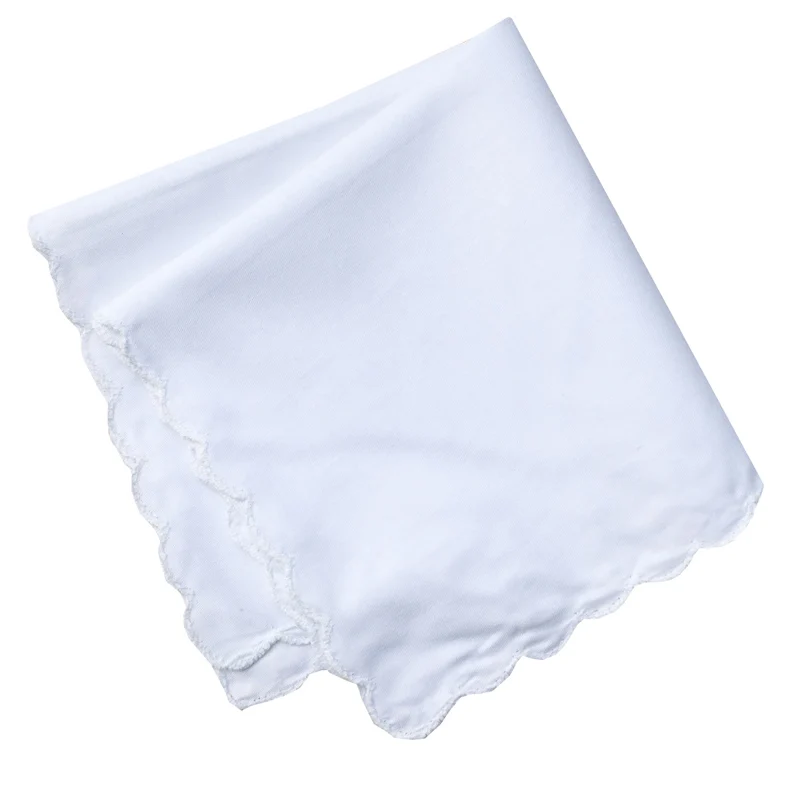 

BAIYIXIN Cotton Handkerchiefs,Womens White Cotton Handkerchief scalloped Ladies Wedding Hankies Dozen Pack Gift Set Hankies