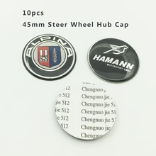 Car-styling 10Pcs/lot 45mm Car Steer Wheel Hub Emblem Cap Steer Wheel Center Cover Sticker Carbon Steering wheel stickers