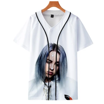 

2019 3D Billie Eilish Casual baseball t-shirt Women and Men summer 2019 Hot Sale Short Sleeve baseball t-shirts Plus Size 4XL