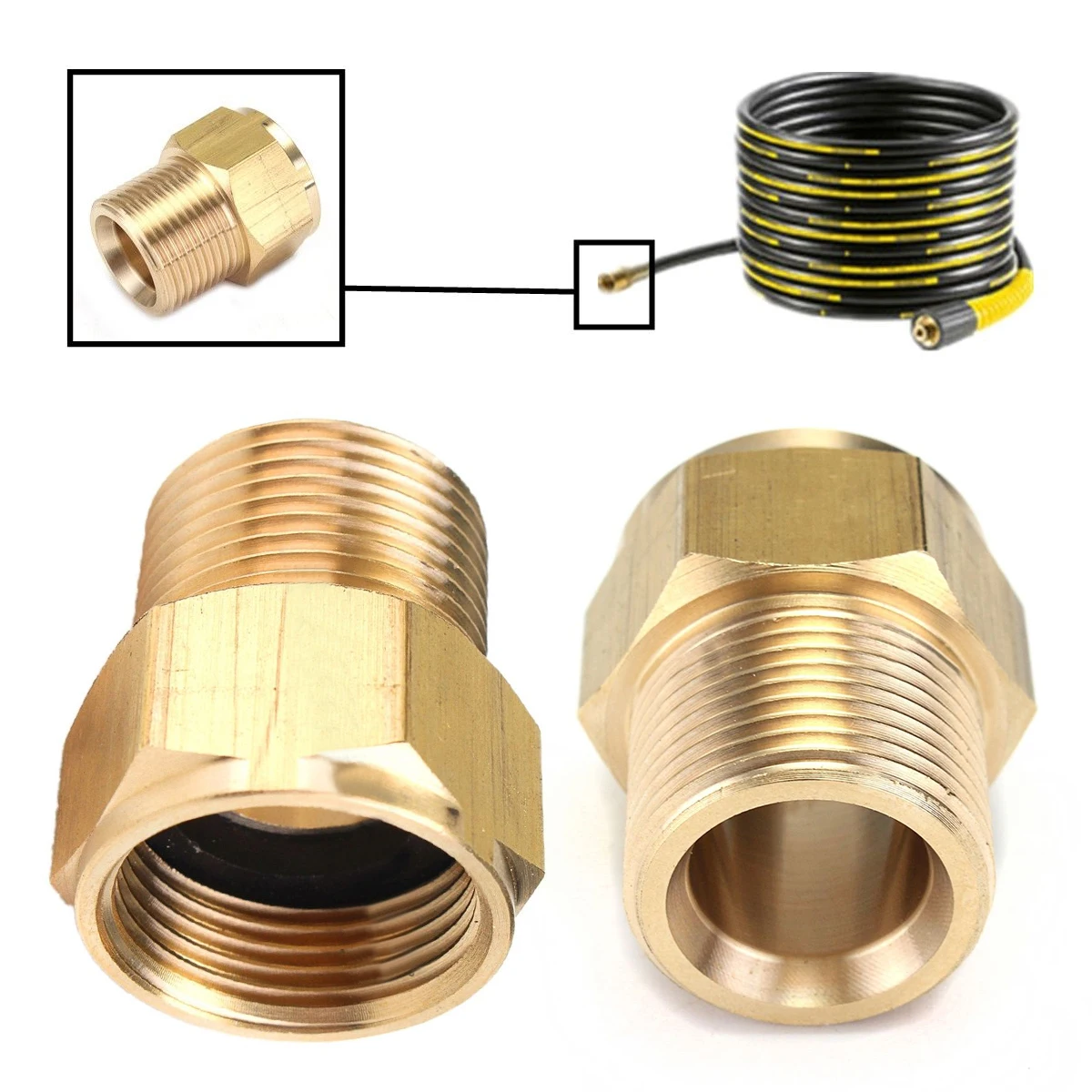 1pc High Pressure Hose Coupling Adapter Connector M22 Male * M22 Female