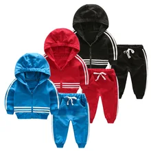 Children ‘s clothing 2016 autumn boy sweater suit children’ s hooded zipper cardigan two – piece