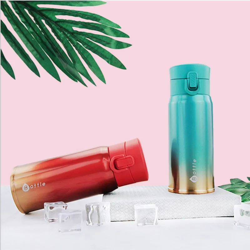 

Insulating Cup Cool Color Gradient 304 Stainless Steel Bounce Cover Cup Ins Fashion Men And Women Students Gift Cup