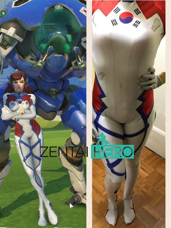 ZentaiHero 3D принт D.Va кожа мандарин костюм Корейская версия хана Супергерой косплей