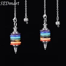 SEDmart натуральная подвеска в виде каменного маятника Wicca приданая подвеска Рэйки колеса жизни драгоценные камни ювелирные изделия 7 кулоны для чакр мужчин женщин подарок Горячая