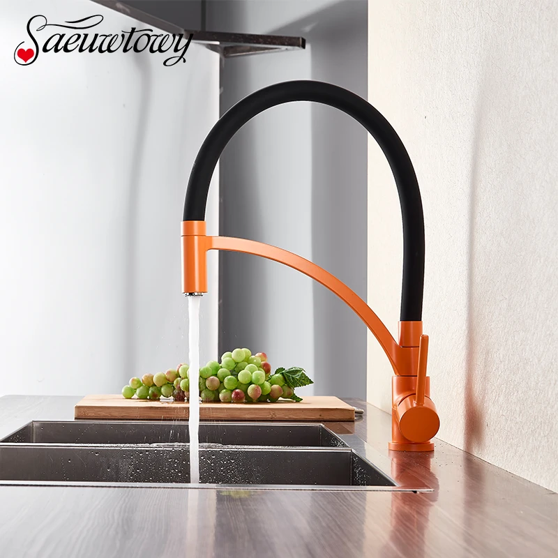 

Saeuwtowy Brass Contemporary Kitchen Faucets Spout Pull Out Chrome Sink Kitchen Faucet With Filtered Water