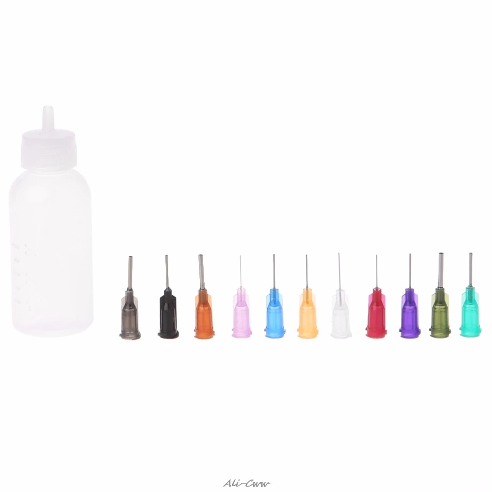 

2018 1 Set 30ml Transparent Dispensing Dispenser Bottle For Rosin Solder Flux Paste with 11 Needles