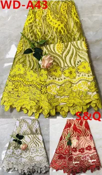 

Nigerian lace fabrics with stone 5yard latest african laces african french lace fabric with cord lace for wedding dress WD-A43