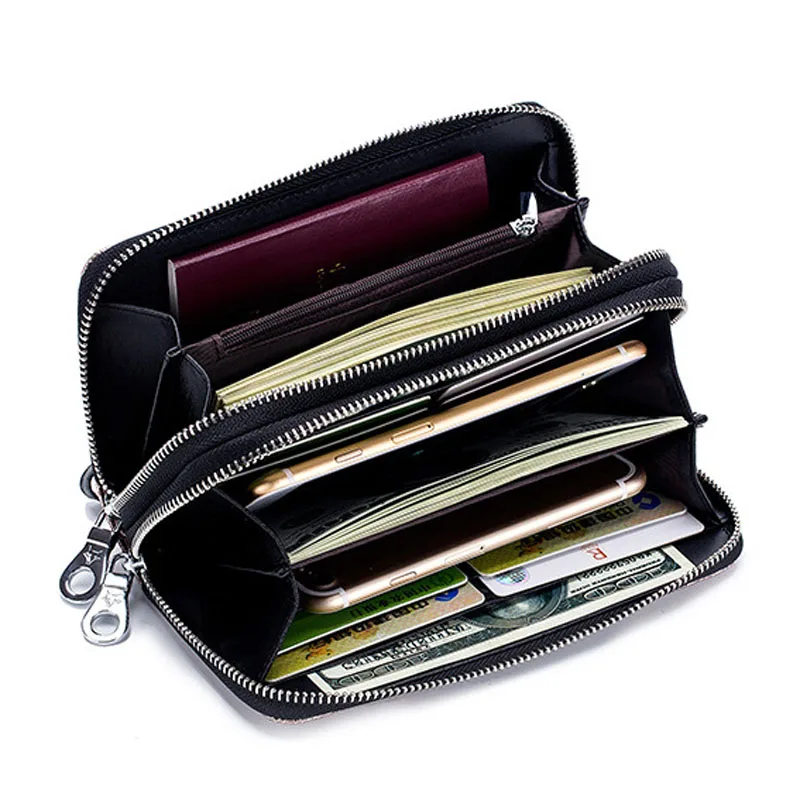 

New Women Genuine Leather Wallet Female Zipper Purses Fashion Big Capacity Purse Phone Pocket Clutch Coin Card Holders Carteras