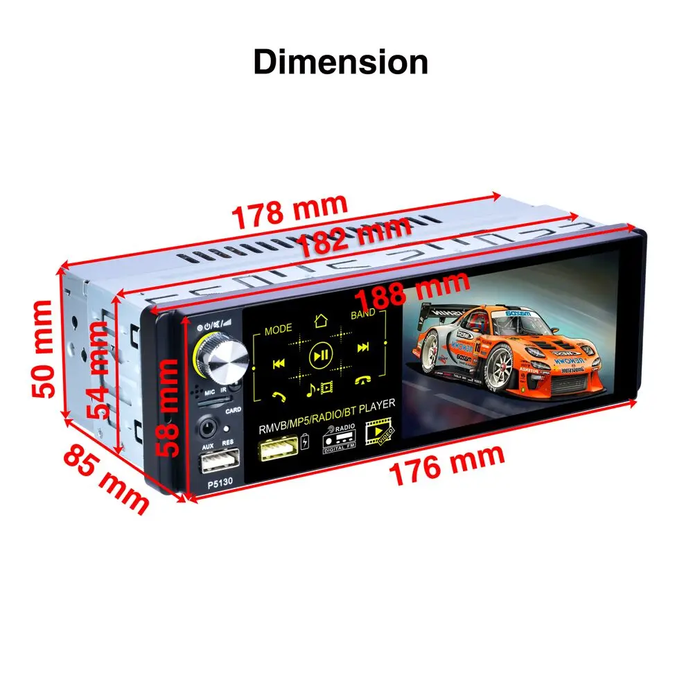 Camecho Авторадио 1 Din автомагнитола 4," Bluetooth Сенсорный экран RDS USB AUX MP5 видео плеер Авто аудио стерео Поддержка Микрофона