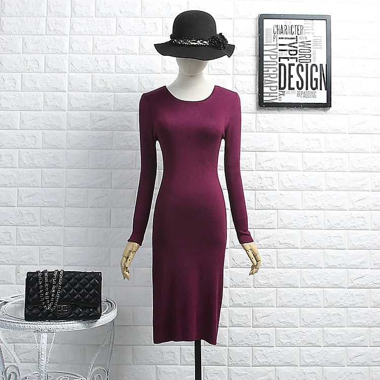 

Alpha New Women Sexy Bodycon Knit Dress Back Full Zipper Long-sleeved Party Sheath Dress Women Sexy Club Midi Dress Pencil Tight