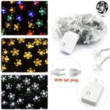 10 м цветами с персиковыми цветами светодиодный свет шнура 100 лампы Рождественские китайские фонарики Праздничная Свадебная Декоративная гирлянда вилка стандарта ЕС/США