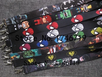 

Free Shipping 20 pcs Cartoon mix Superheros Avengers key chains Neck Strap Keys Camera ID Card Lanyard SP-67