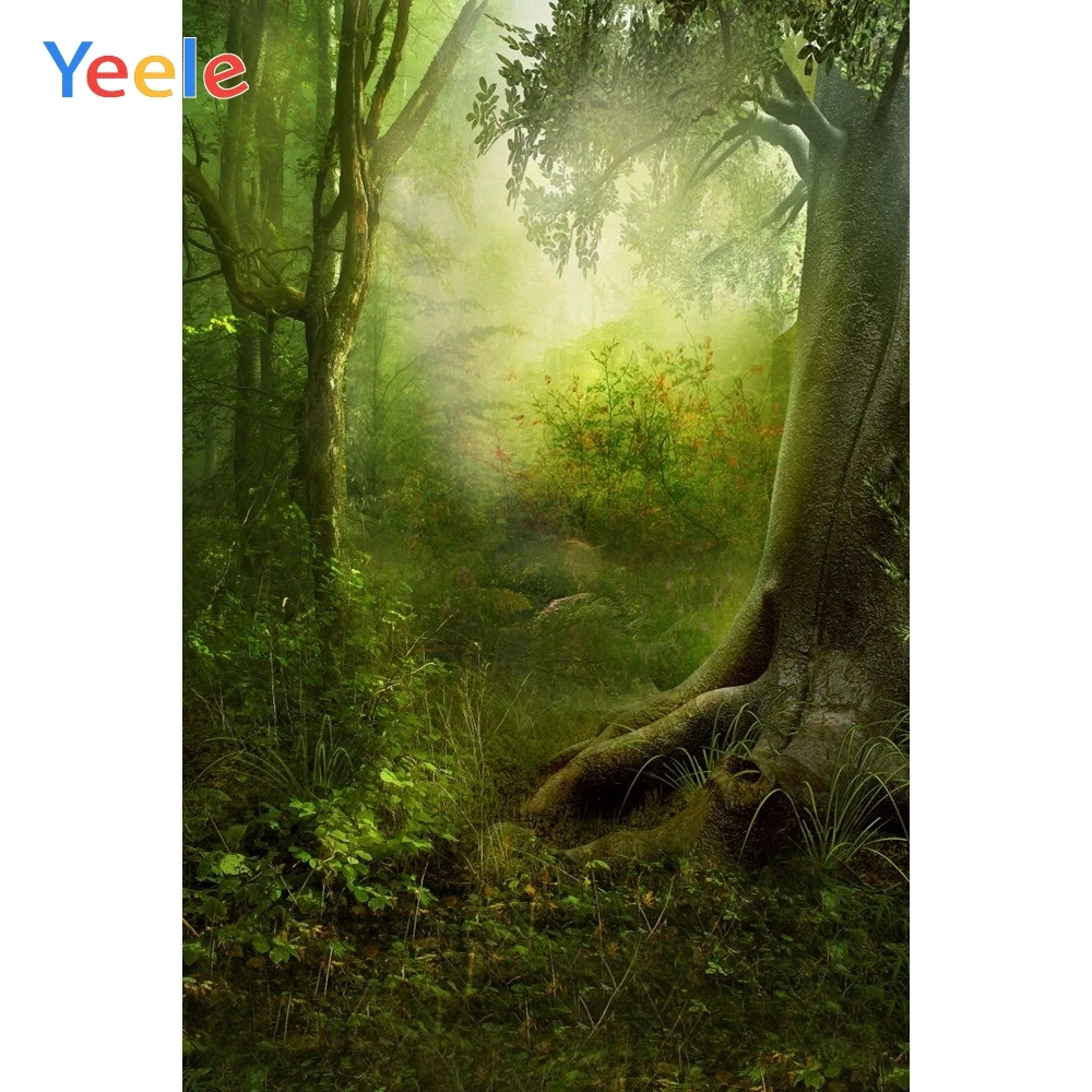 

Yeele Dreamy Jungle Forest Green Photography Backdrop Children Baby Birthday Party Photographic Background For Photo Studio