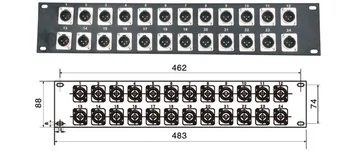 

High quality 20pcs/lot 2U XLR 24 Way Patch Panel 19" Rack Panel without connectors