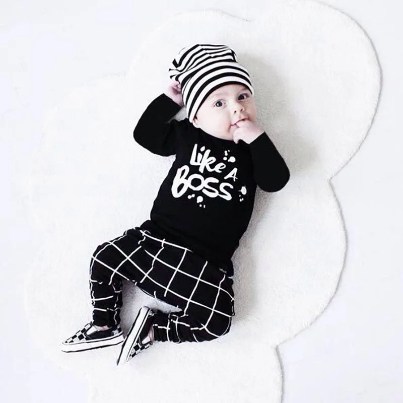 2019 Autumn style Baby Boy Clothes Newborn Long-sleeved Letter Like A Boss T-shirt+Pants 2 Pcs/Suit Infant boy Clothing Set