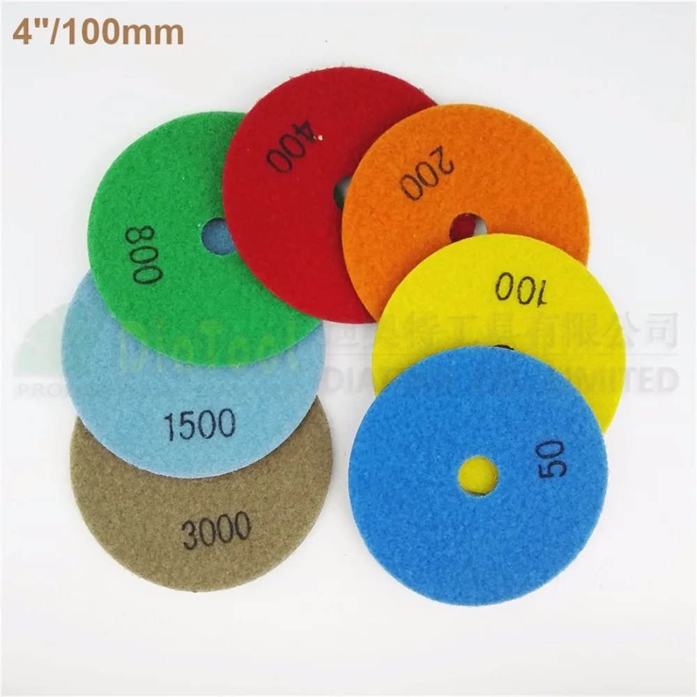 7pcs/set 4 inches Diamond Dry polishing pad, 4inches B sanding disk for for granite marble without water 7pcs/set 4 inches Diamond Dry polishing pad, 4inches B sanding disk for for granite marble without water
