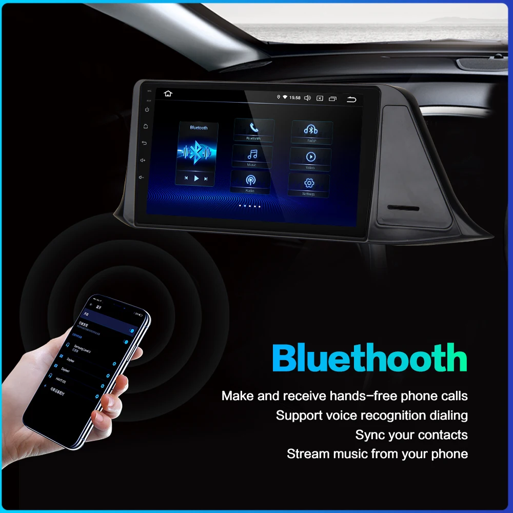 Top Dasaita Autoradio 1din Android 9.0 Car Radio for Toyota C-HR CHR 2016 2017 2018 GPS Car Stereo 9" IPS Screen 64GB ROM 3