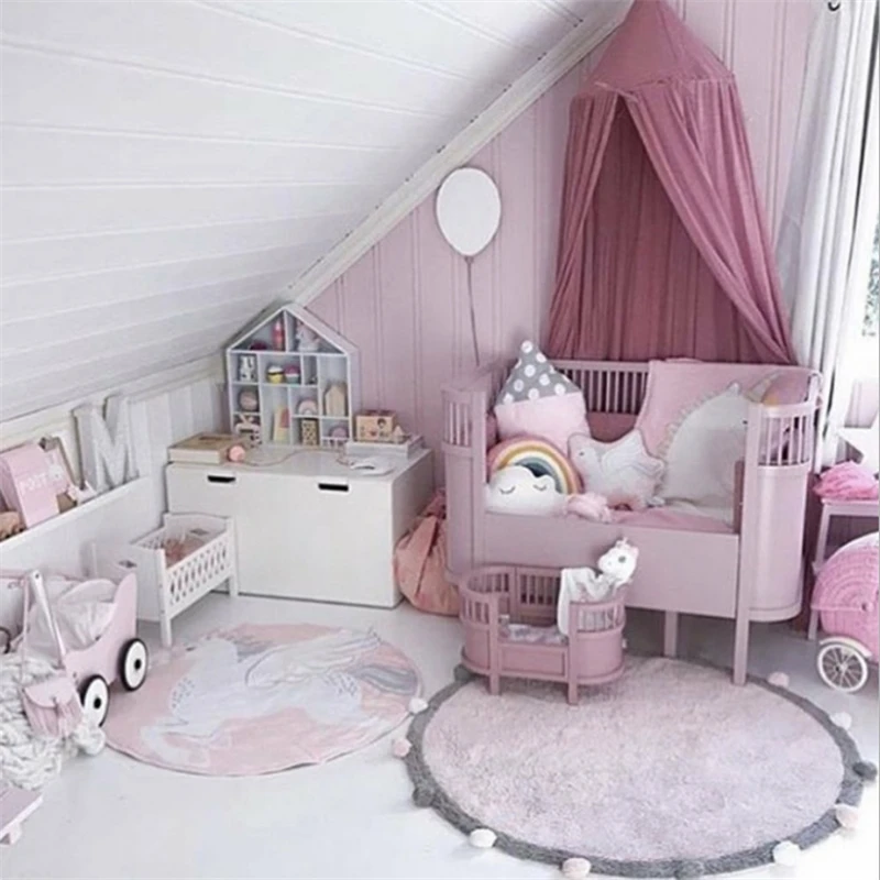 

120CM Kids Play Tent Mats Baby Round Games Carpet Rugs Mat Cotton Hairball Crawling Blanket Floor Carpet Children Room Decor