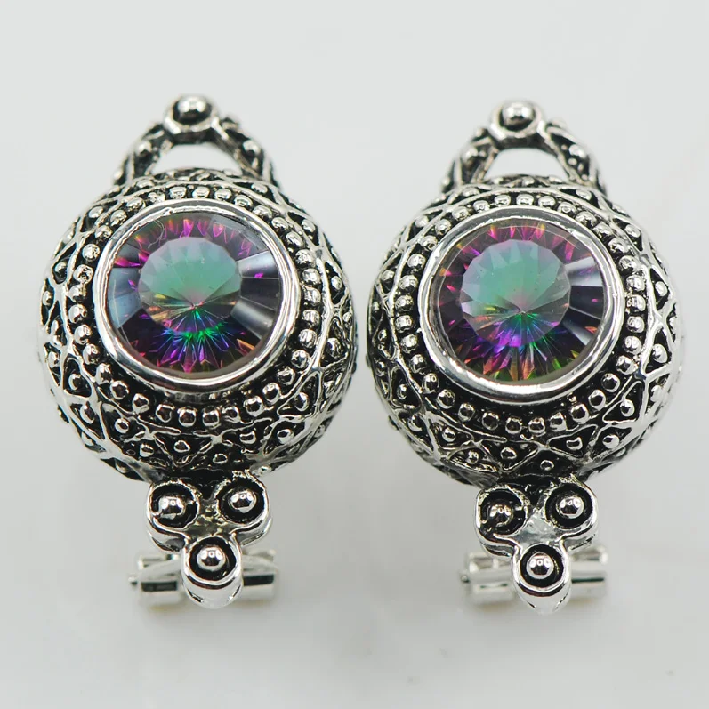 Brincos De Prata Esterlina 925 Com Zirc nia De Cristal Arco ris Te515 